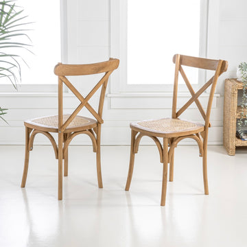 Cassis Traditional X-Back Wood Rattan Dining Chair - JONATHAN Y